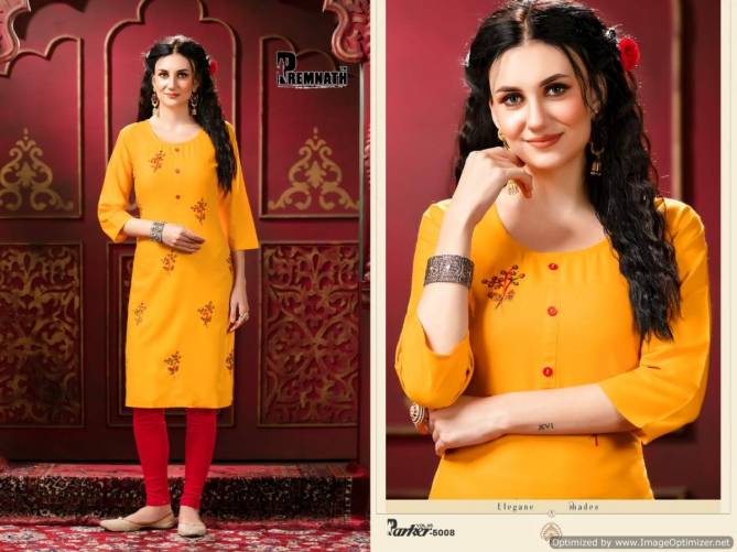 Premnath Parker 5 Ethnic Wear Rayon Designer Embroidery Kurti Collection